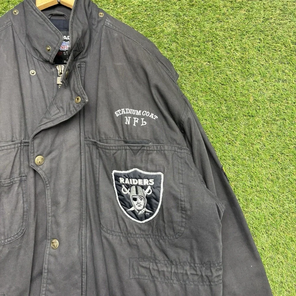 Vintage Las Vegas Raiders Jacket Mens XL Black Gray NFL Football Mirage 90s Coat